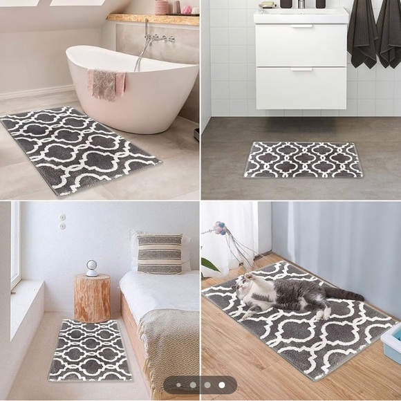 Bath mat Non Slip, Fluffy Microfiber Bathroom Rugs Washable, Grey, 16x24 Inch - Picture 4 of 5
